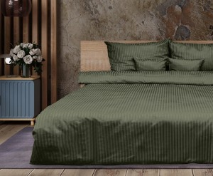 Pościel adamaszkowa 160x200+2x70x80 Ciemna Zieleń Premium