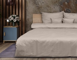 Pościel adamaszkowa 200x220+2x70x80 Beżowa Premium 