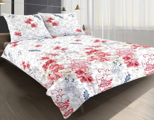 Pościel satynowa 200x220+2x70x80 kwiaty amarylis 08A Premium Matex