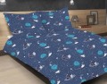 Pościel satynowa 160x200+2x70x80 Granatowa Planety 52A Exclusive NEW