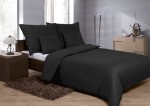 Pościel satyna bawełniana 160x200+2x70x80+2x40x40 Czarna Black Jednokolorowa GOLD