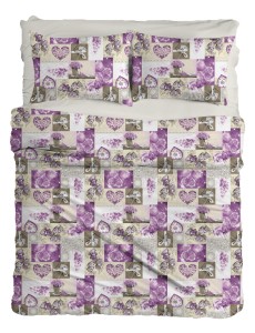 Pościel bawełniana 200x220 +2x70x80 Fioletowa renforce deSatin R19