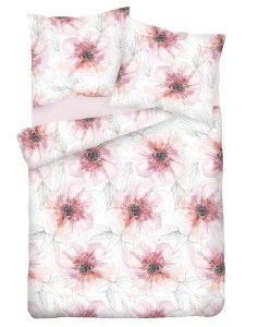 Pościel satynowa 160x200+2x70x80 kwiaty maki 17A Premium Matex