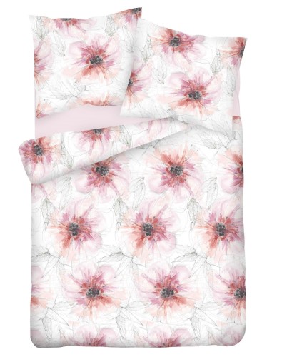 Pościel satynowa 160x200+2x70x80 kwiaty maki 17A Premium Matex
