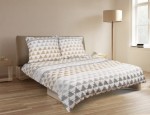 Pościel satynowa 160x200+2x70x80 Beżowo Złota 04A Premium