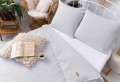 Pościel muślin bawełniany 200x220+2x70x80 Szary Naturalna Muślin
