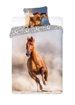 Pościel bawełniana 160x200 + 70x80 z koniem Gniady 006 Horses