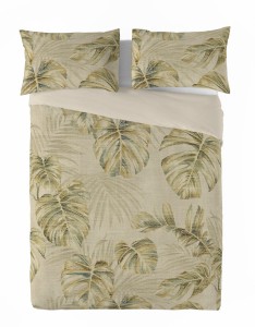 Pościel lniana 200x220+2x70x80 oddychająca Monstera 01 LEN 