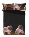 Pościel z bawełny egipskiej 160x200+2x70x80 Liście czarna 15 perkal Prestige